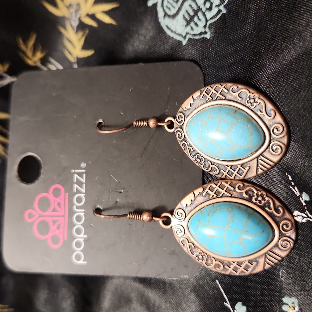 Paparazzi Copper & Turquoise Earrings